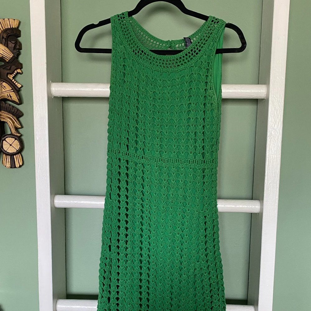Kelly Green Crochet Dress I.N.C.